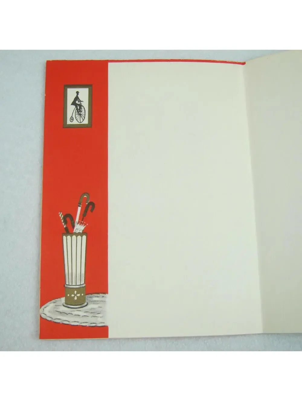 Antique Get Well Soon Greeting Card 1860s Hall Tree Bowler Hat High Wheel & Dog